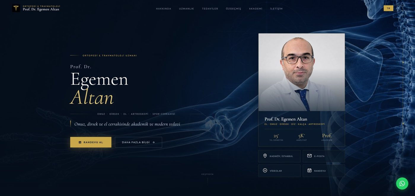 Prof. Dr. Egemen Altan — Orthopedic Surgeon website